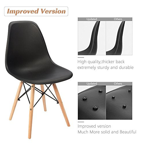 Furmax Modern Plastic Dining Chair Set - Black, Mid-Century Style, 4-Pack