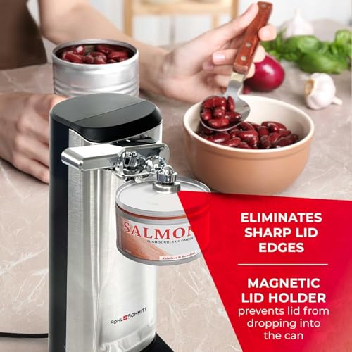 Stainless Steel Electric Can Opener, Knife Sharpener & Bottle Opener - 3-in-1 Kitchen Tool