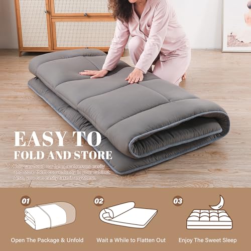 WhatsBedding Japanese Floor Mattress Futon 3" Grey Tatami Mat