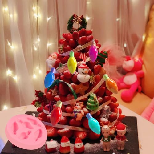 ICNYEKl I-185 Christmas Light Bulb Fondant Mold for Cake Decorating