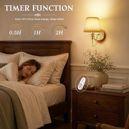 6000mAh Battery Operated Wall Sconces Set of 2 - Gold - No Wiring, Dimmable RGB Mood Lighting
