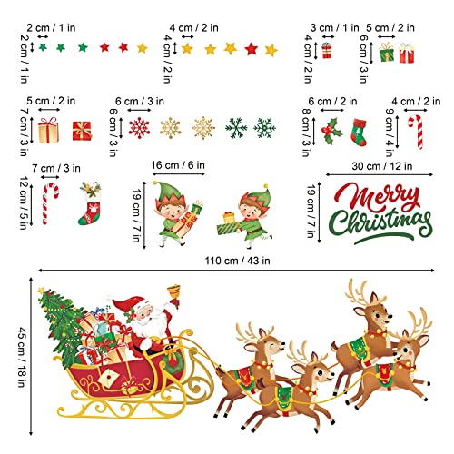 Decalmile Christmas Wall Decals Set B Santa Reindeer Elf Holiday Decor