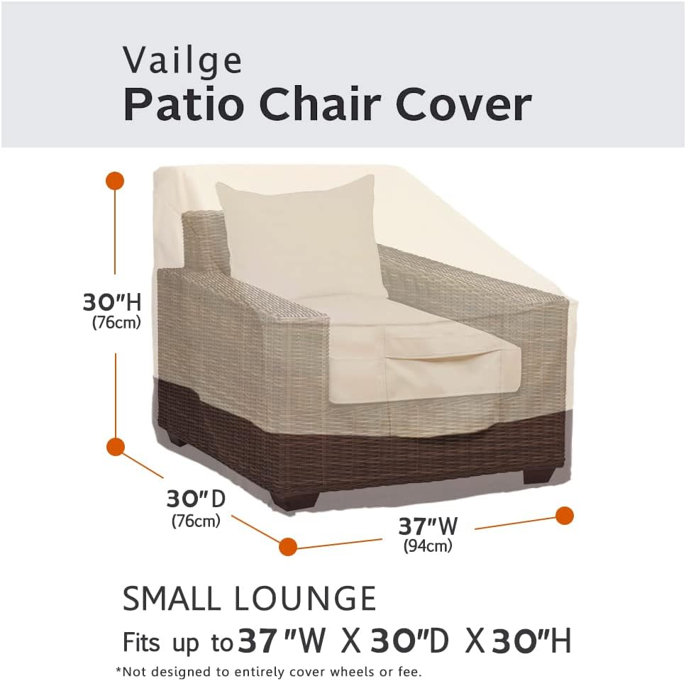 Vailge Patio Chair Covers - Heavy Duty Waterproof Lounge Deep Seat Cover | Small, Beige & Brown