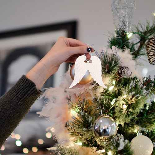 3pcs Christmas Ornaments Angel Wings White Angel Wings Ornament Xmas Party Plastic for Home Decor