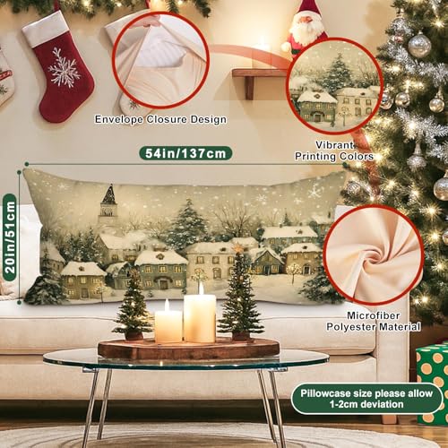 Lanpn Christmas Body Pillowcase 20x54 Set of 2, House Forest