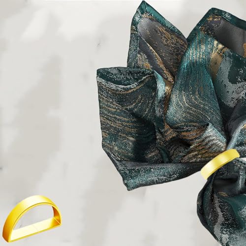 GERILKAI 16 Pcs Gold Semicircle Napkin Rings - Stainless Steel Dinner Decor