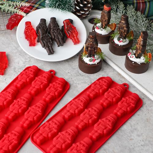 Webake Nutcracker Silicone Mold 2-Pack Christmas Soldier Shape for Chocolate Candy & Ice