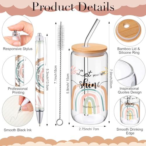 Mimorou Christian Gift Set with Bible Verse Tumblers, Makeup Bag & Pen - Religious Accessories