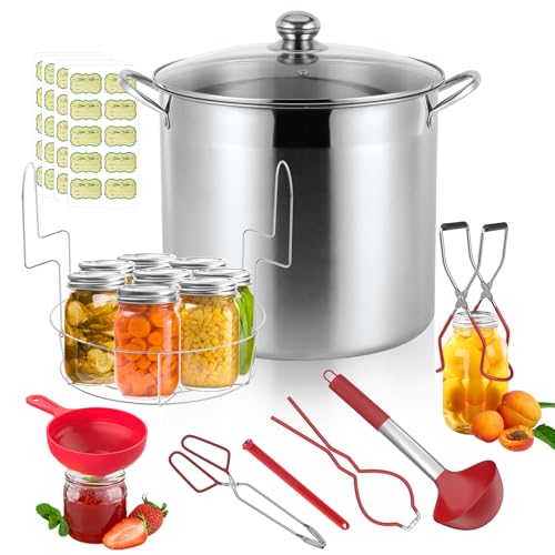 21.5QT Stainless Steel Canning Pot with Rack & Lid - Large Capacity Stockpot