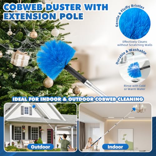 High Reach Duster Kit with 3-12FT Telescopic Extension Pole for Ceiling & Fan Cleaning