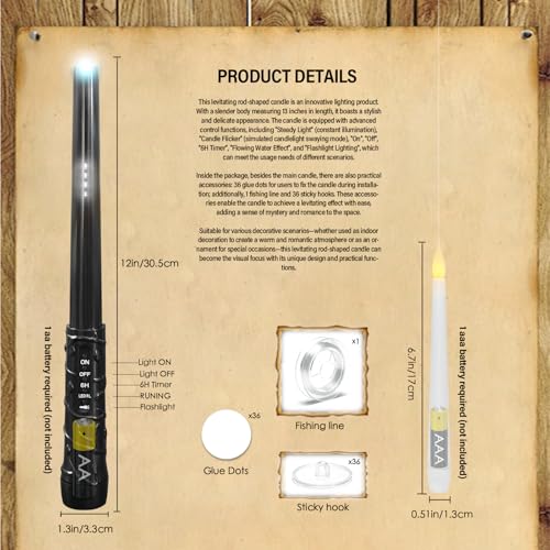 Kakoya White Flameless Floating Candles with Wand Remote - 36 Pcs Halloween Decor