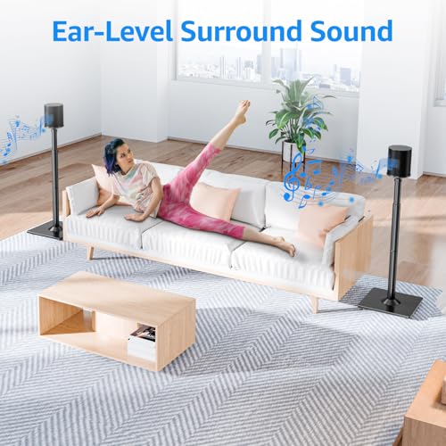 Adjustable Floor Speaker Stands for Sonos Era 100 & One - Pair with Cable Management