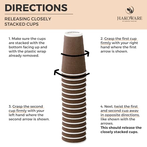Brown 16 oz Disposable Paper Coffee Cups with Lids - Insulated Double-Walled