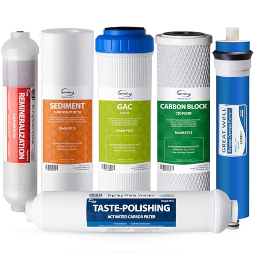 iSpring 6-Stage NSF Certified Reverse Osmosis Water Filter Set with Alkaline Mineral Filter, 6-Month Replacement, Model F6K75