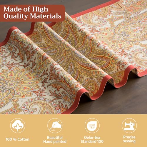 Maison d' Hermine Kashmir Paisley 100% Cotton Table Runner 14.5 x 108 Double Layer