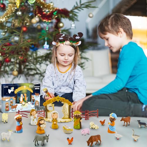Nativity Advent Calendar 2026 Kids Christmas Nativity Set 24 Figures