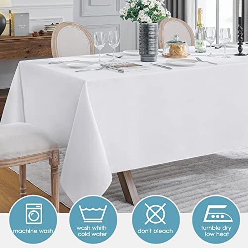 VidaFete 10 Pack White Rectangle Tablecloth 90x156 Inch for 6ft & 8ft Tables - Classic Polyester