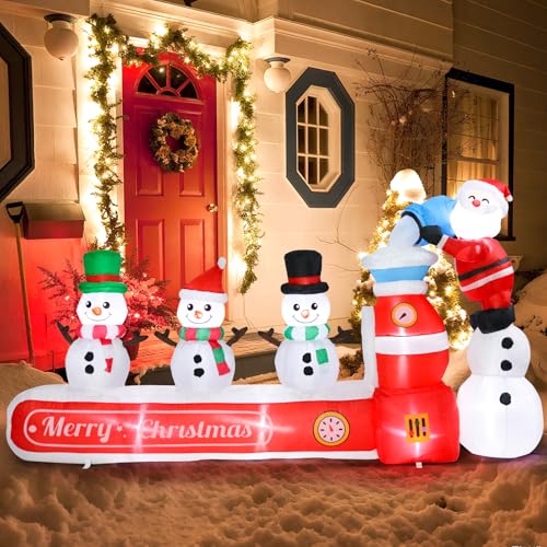 Vigdur 7FT Outdoor Christmas Inflatable Snowman & Santa Decor, Waterproof