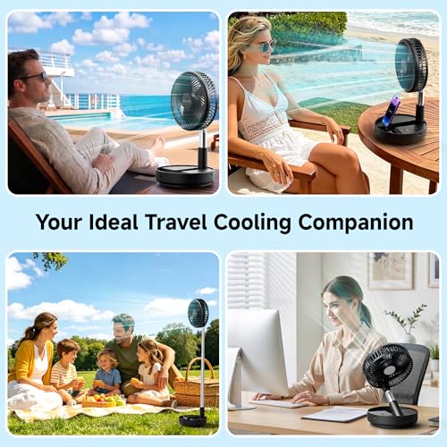 Belife X8 Portable Oscillating Camping Fan - Black, Rechargeable, Remote Control
