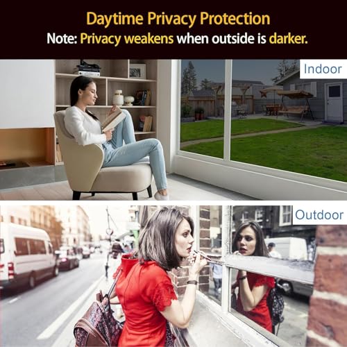 Black Silver Window Privacy Film 35.4x157.4 Inches Sun Heat Blocker - One Way