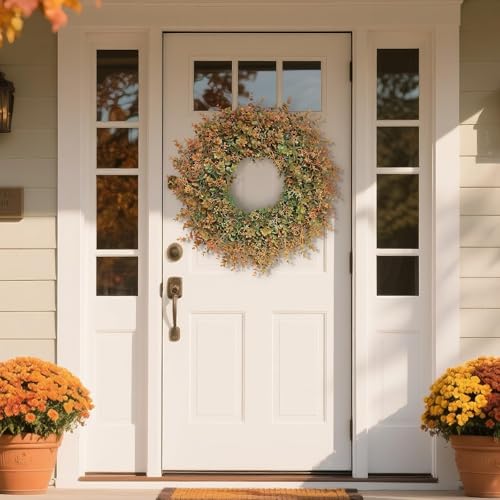 26-Inch Artificial Eucalyptus Wreath with Seed for Front Door Fall Decor - Variation of THIS listing