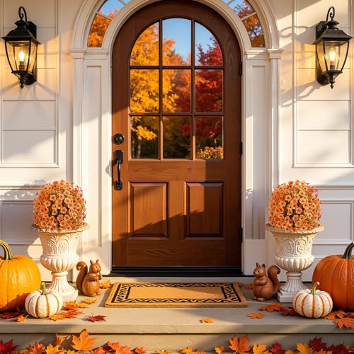 Autumn Orange Artificial Fall Flowers 20-Inch Ground Stakes - 2 Pack