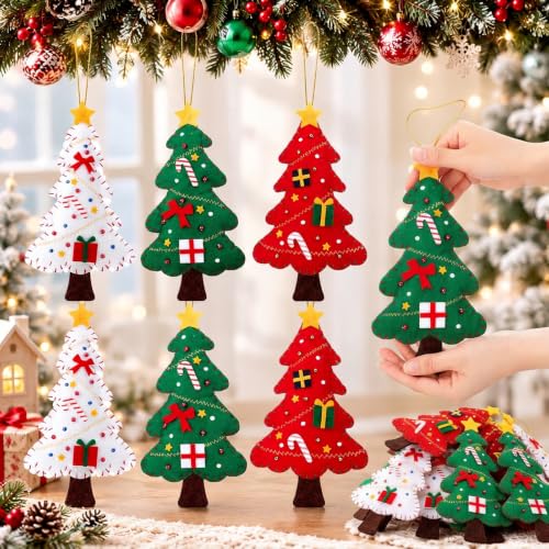 6-Pack 9in Felt Christmas Ornaments Set — 3D Candy Canes & Gift Boxes