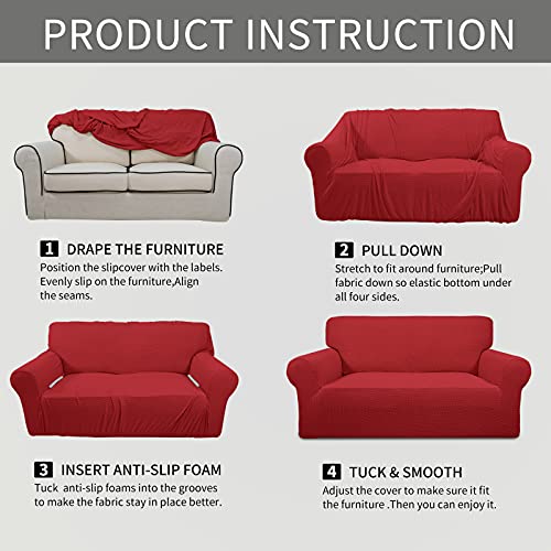 Easy-Going Small Christmas Red Stretch Chair Slipcover with Arm - Washable