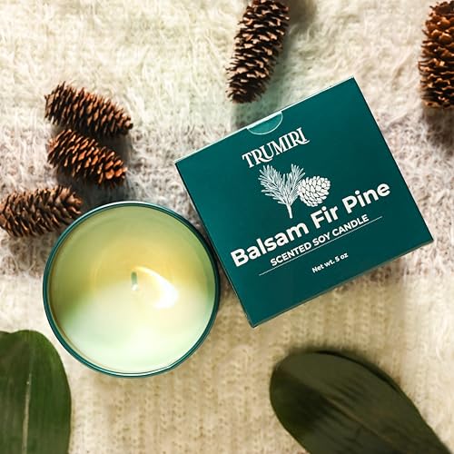 TRUMIRI Balsam Fir Pine Soy Candle 5oz - Natural, Non-Toxic, Long-Lasting Home Fragrance for Holidays