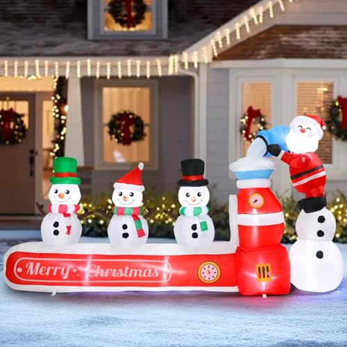 Vigdur 7FT Outdoor Christmas Inflatable Snowman & Santa Decor, Waterproof