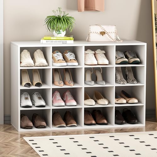 White Garden 4 You 16-Cube 4-Tier Shoe Storage Bench Organizer