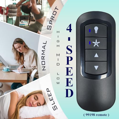 Ceiling Fan Remote Control for Hunter & Casablanca - 4 Speeds & Light Dimming