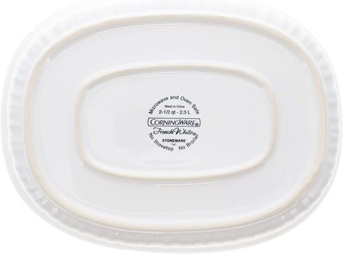 CorningWare Oval French White Casserole Dish - 2.5qt with Fluted Glass Lid | Durable & Elegant Design