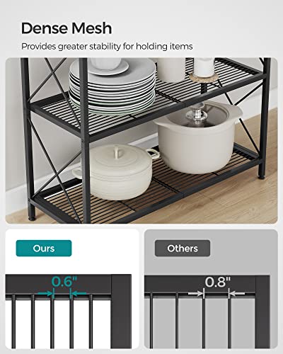 Black 3-Tier Steel Storage Rack with Wheels Mesh Shelving Unit