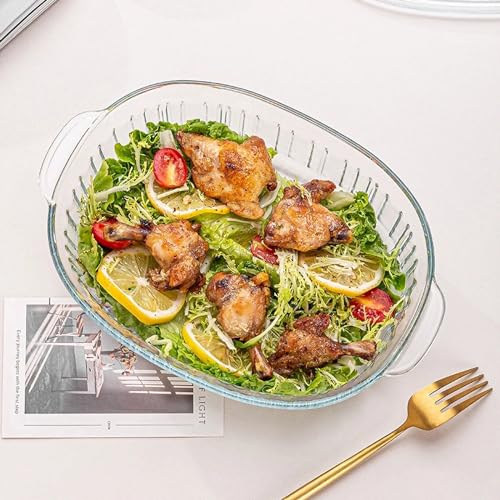 Glass Casserole Baking Dish Set - 1.9 Qt and 3 Qt with Lids, Oval, Borosilicate