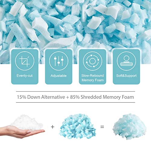 Queen Size Cooling Gusseted Pillow Set of 2 - Adjustable Memory Foam Support
