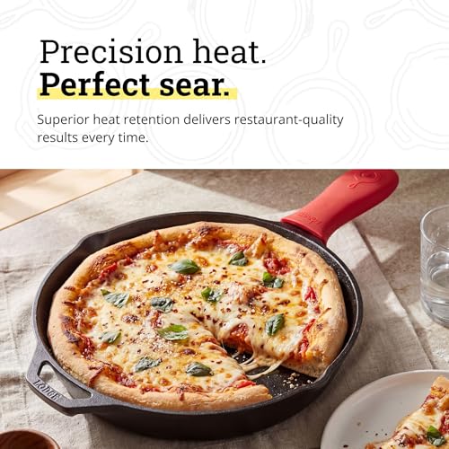 Lodge 12-Inch Pre-Seasoned Cast Iron Skillet with Silicone Handle Cover