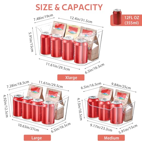 Large Clear Plastic Storage Bins - 12 Pack Pantry Organizers with Handles