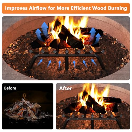 24 Inch Fireplace Grate Heavy Duty Cast Iron Log Holder with Support Legs