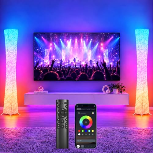 RGB Corner Floor Lamp 2Pcs - Square Modern LED Uplight with Remote & App Control