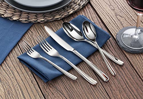 Cangshan Rain II 20-Piece Stainless Steel Flatware Set - Mirror Finish, Ergonomic Handles