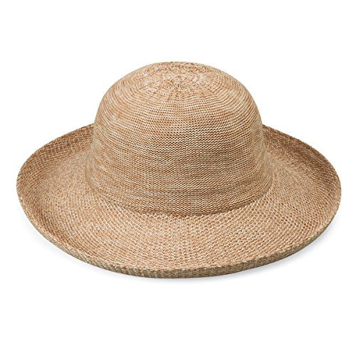 Women's Victoria Sun Hat - Small Mixed Camel Packable Wide Brim Hat with Adjustable Fit