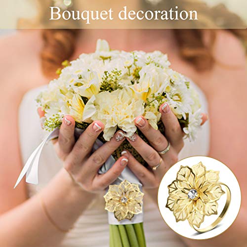 Hotop 100 Pcs Gold Hollow Flower Napkin Rings Wedding Dinner Party Decor