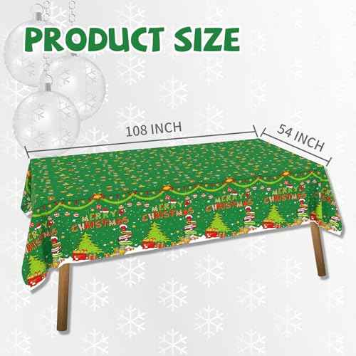 YQUQWN 3 PCS Merry Christmas Tablecloth Disposable Plastic Tablecloth 54¡¿108 Inch Christmas Decorations Supplies