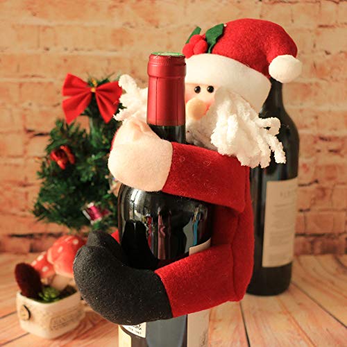 VANTATY 2-Pack Christmas Santa & Snowman Wine Bottle Covers - Festive Holiday Decor & Gifts