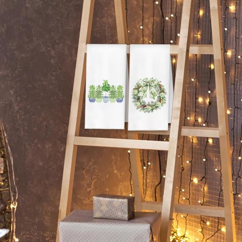 YRDBGHZDF Green Chinoiserie Christmas Kitchen Towels - Casual Holiday Decor, Set of 4