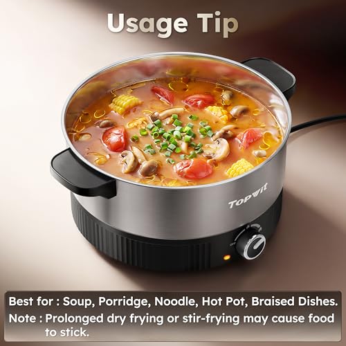 Electric Hot Pot 4.5L Stainless Steel Family Size Cooking Pot - Black