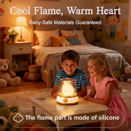 Cute Kids Night Light for Nursery - Retro Rechargeable Light with Timer, Cozy Desk Lamp Gift for Kids, Toddler & Mom | Desk Accessories (Yellow)