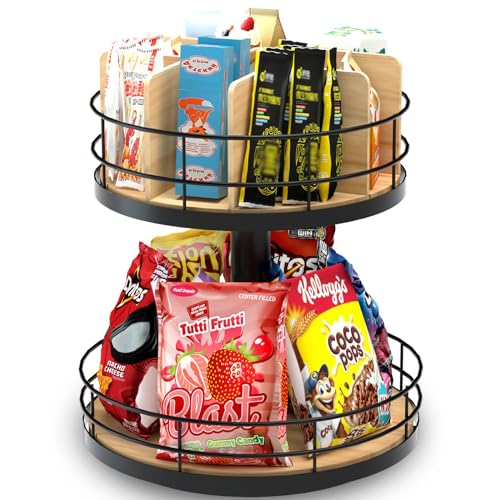 NANAGIFTREE 2-Tier Beech Wood Lazy Susan Snack Organizer - 12 Inch