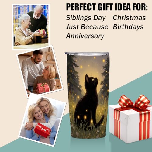 Jztco Cat Gifts for Women 20 oz Skinny Tumbler - Cute Cats Stainless Steel Insulated, Multi 1472
